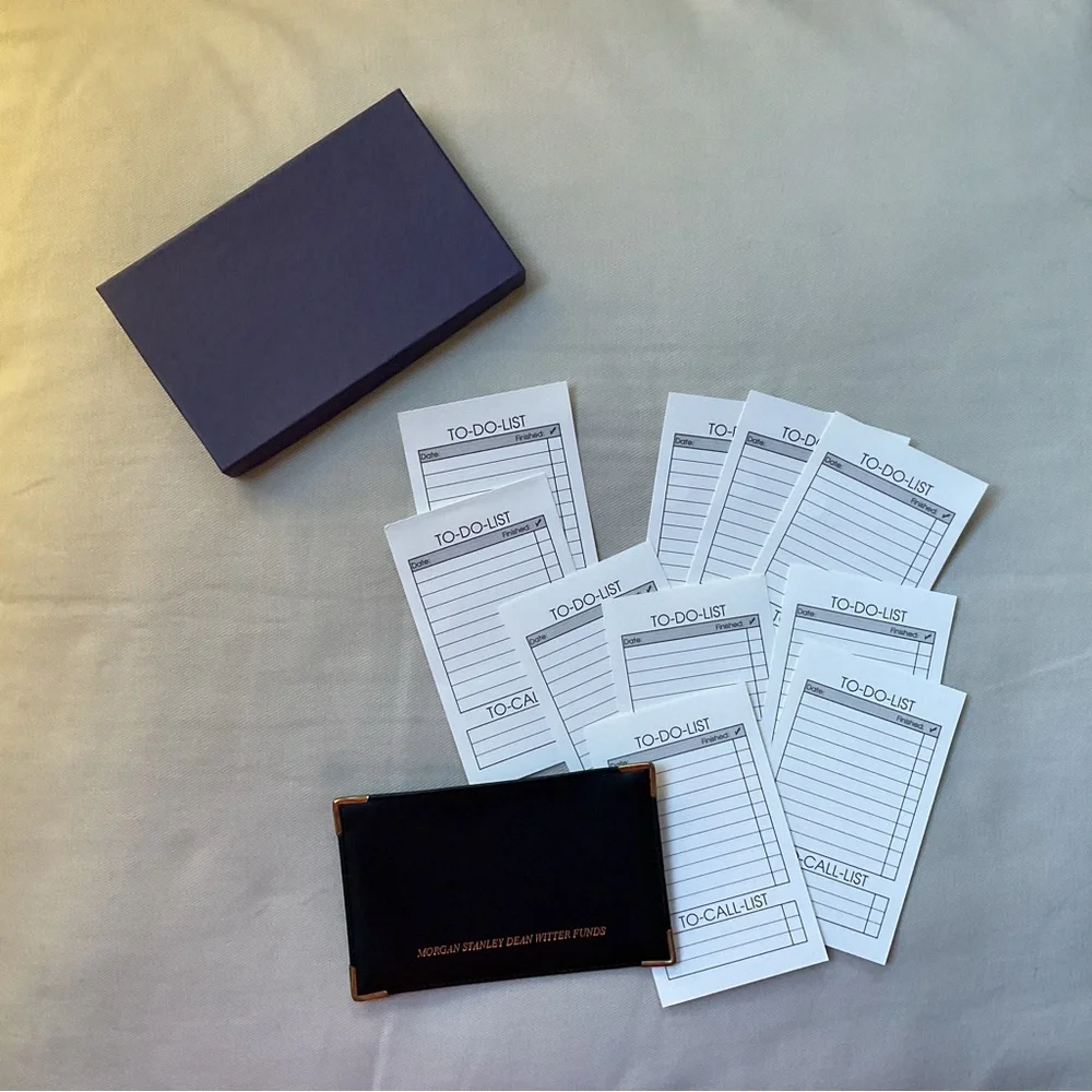 Morgan Stanley Dean Witter Funds To-Do-List To-Call-List Notes,Case,Gift Box VTG